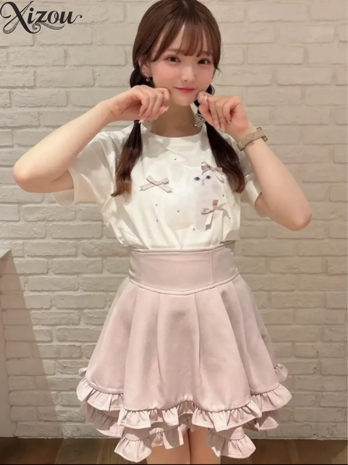 

Женские юбки-тыквы в стиле Лолита Y2K, милая мини-юбка трапециевидной формы с высокой талией и рюшами, лето-осень 2024, короткая клетчатая юбка без этикетки