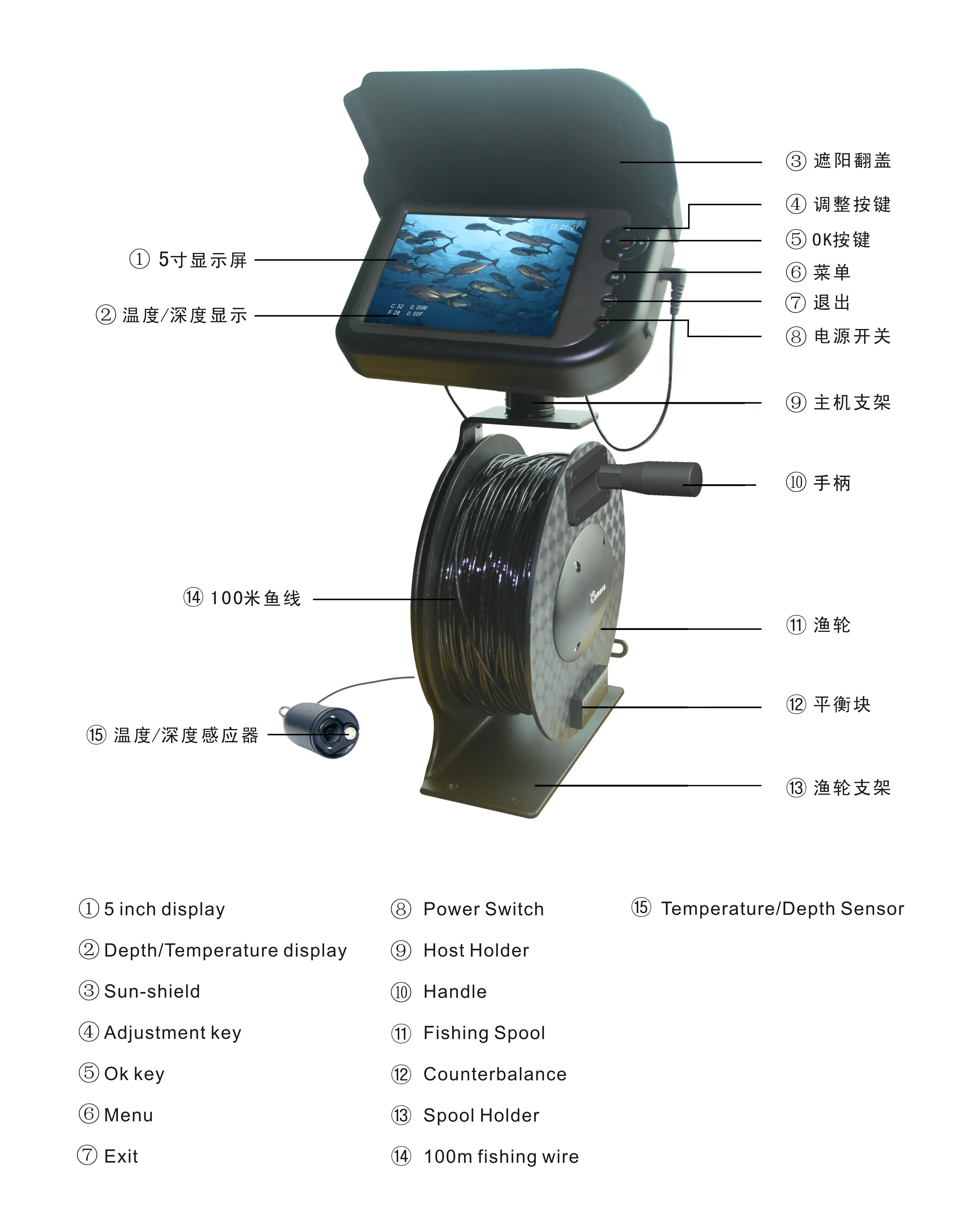 Top quality professional sea fishing waterproof 100m fish finder terraria for ocean beach/ocean boat/ocean rock