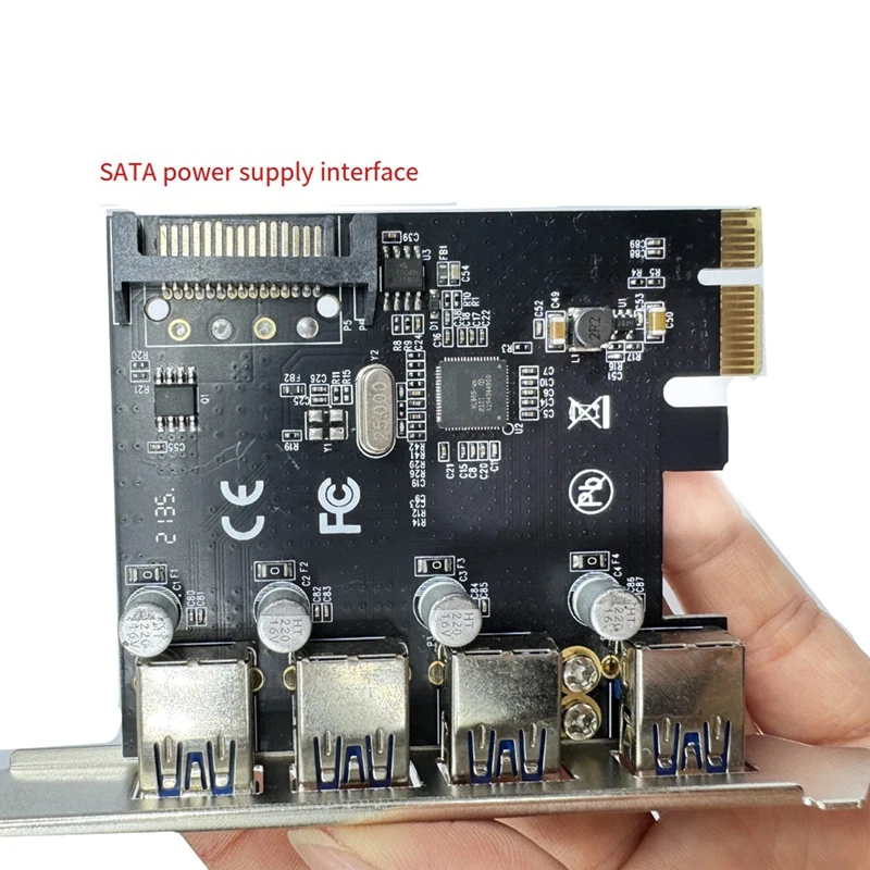 4 Port USB 3.0 PCI-E Expansion Card PCI Express PCIe USB 3.0 Hub Adapter 5Gbps Riser Controller Extender with SATA Power