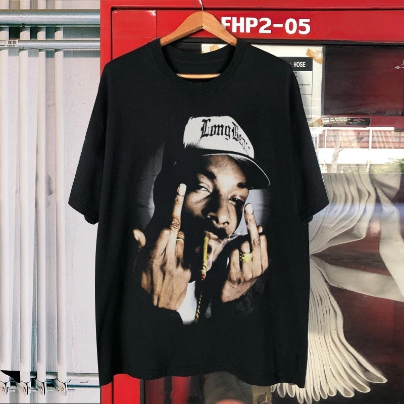 

Футболка с рисунком Snoop Doggy Dogg, винтажная уличная одежда, тяжелый хлопок, свободный крой, топ унисекс в стиле хип-хоп с короткими рукавами