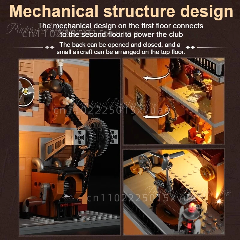 Steampunkowy Klub Fling Klocki Światowy Klub Lotniczy Budowa Dużej Maszyny Model do Składania Kolekcja Ozdoba Prezent
