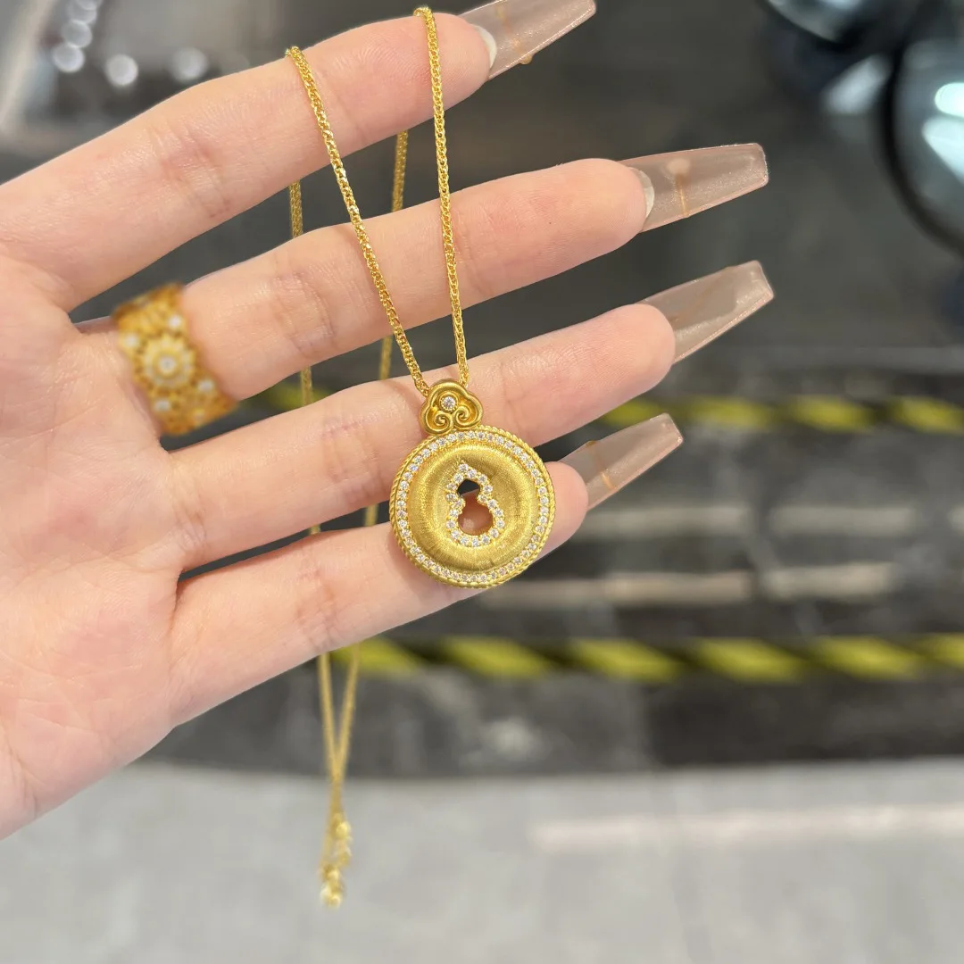 

Классический дизайн, ожерелье из матовой тыквы с бриллиантами, ретро изысканные подвески, кулон, цепочка на ключицу, ювелирные изделия, подарки