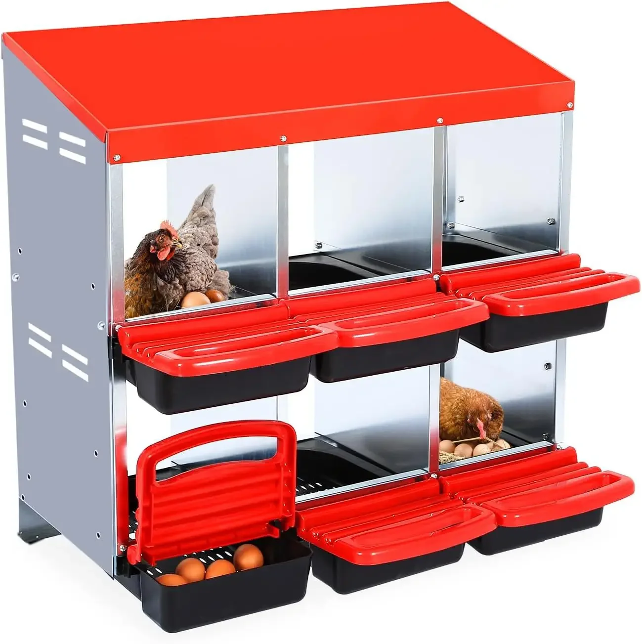 Hot-selling chicken egg-laying box Galvanized sheet Double-layer six-hole chicken nest hanging Flat dual-purpose assembly