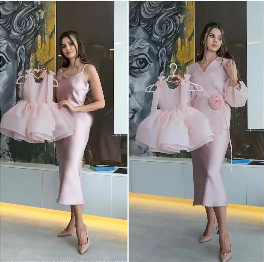 

Floral rpint organza Mom and Daughter Matching Dresses for Special Occasion Wedding Guest Dresses Birthday Photo shoot outfit