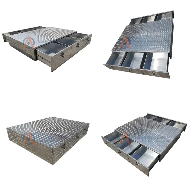 Factory Aluminum Waterproof Customizable Drawer Utility Toolbox Heavy Duty Smooth Body Diamond Drawer Storage
