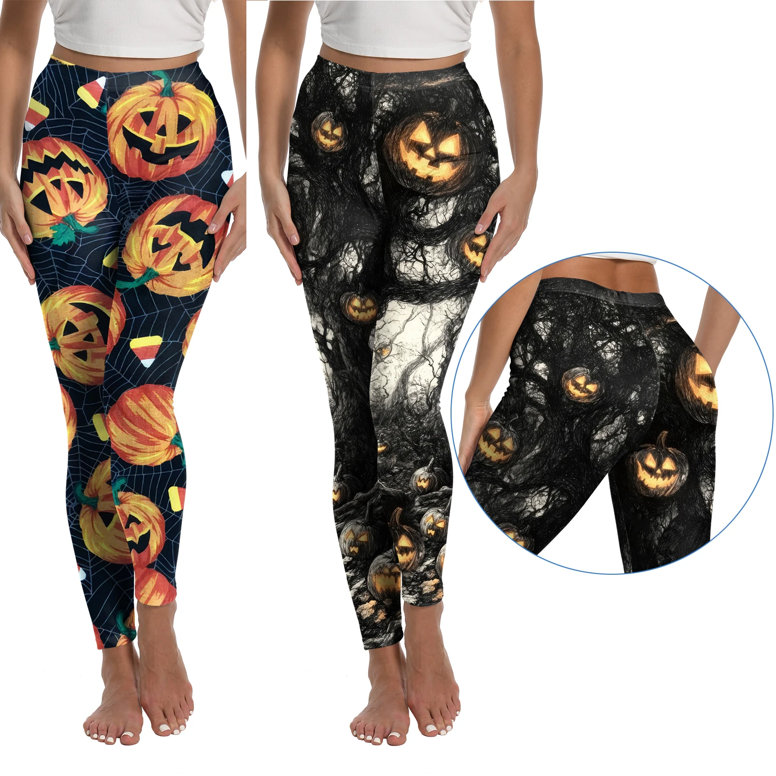 Halloween nouveau dames conception pantalons de Yoga femme taille haute Sexy Yoga élastique mince Fitness gymnase Sport entraînement citrouille femmes Leggings