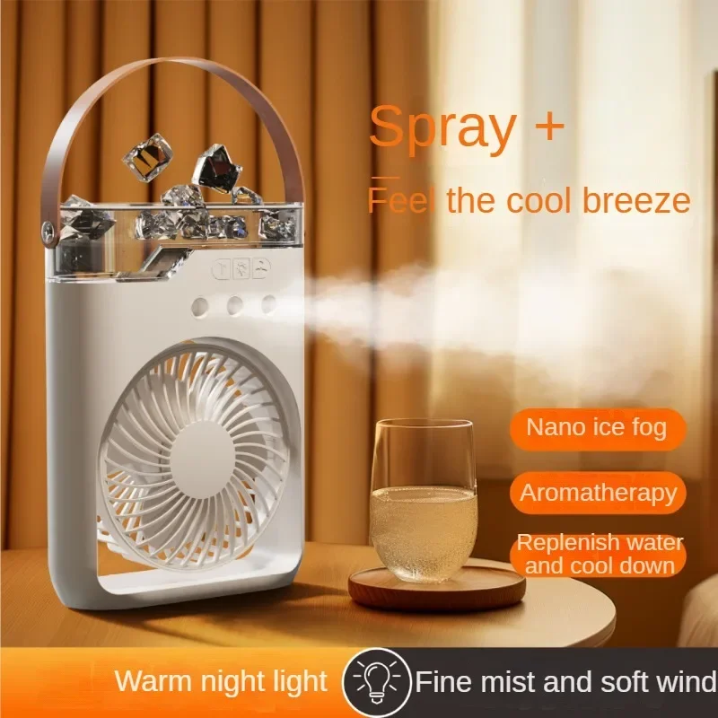 Miniventilador eléctrico para acampar al aire libre, refrigeración por pulverización, humidificador, ventilador de escritorio