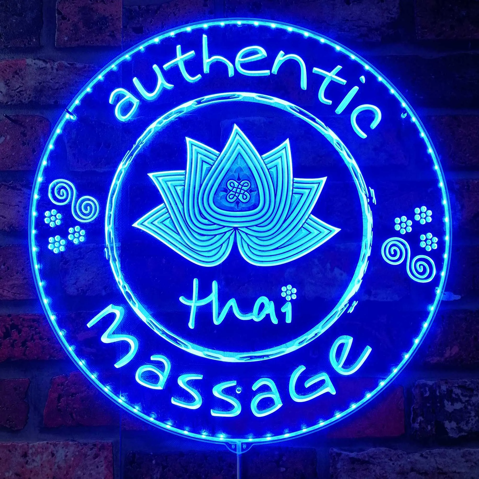 Thai Massage Authentic Lotus Open Glam Led Neon Sign st06-fnd-i0207-c
