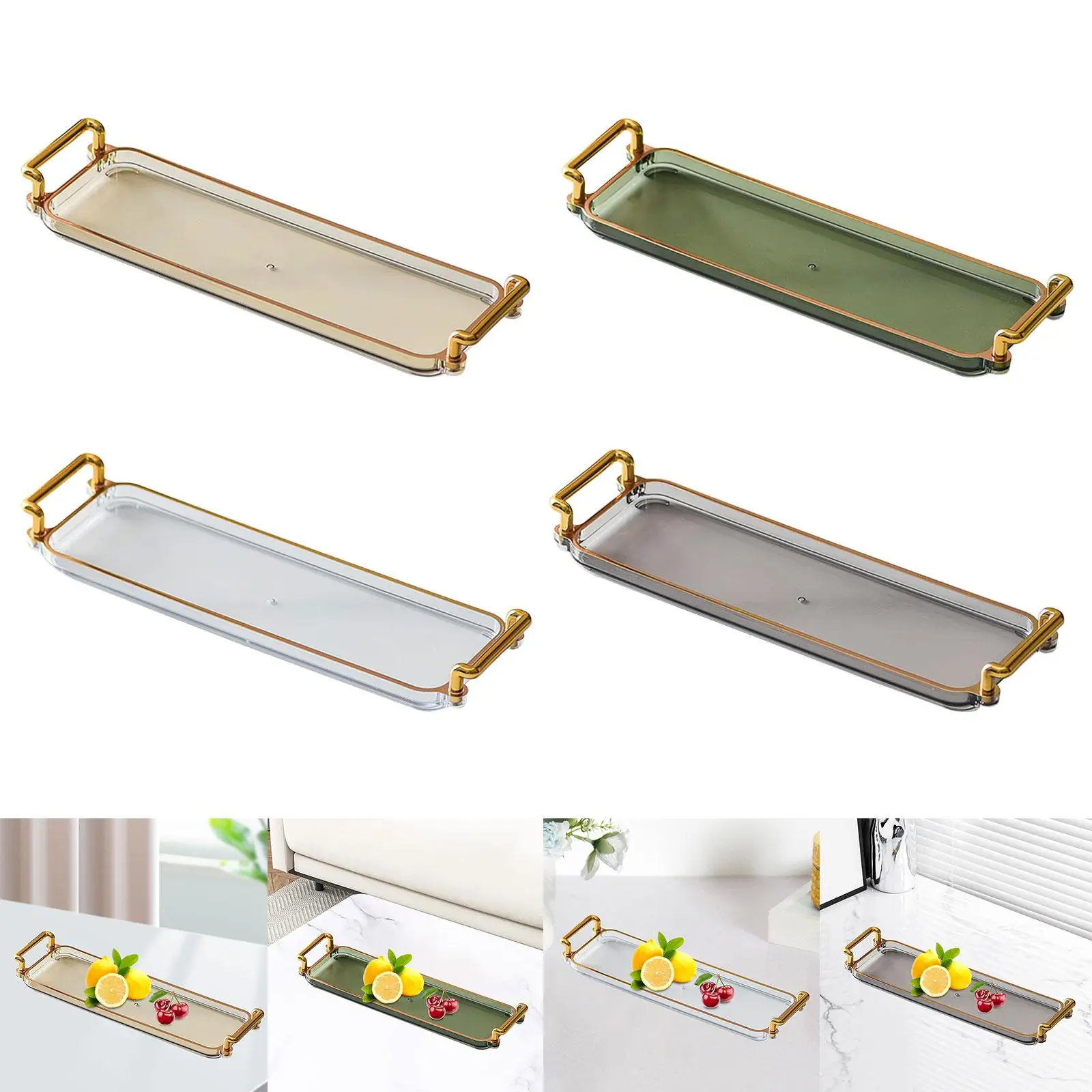 Nordic Serving Tray with Handles Cosmetic Perfume Makeup Display Jewelry Tray for Dresser Toilet Bedroom Home Kitchen