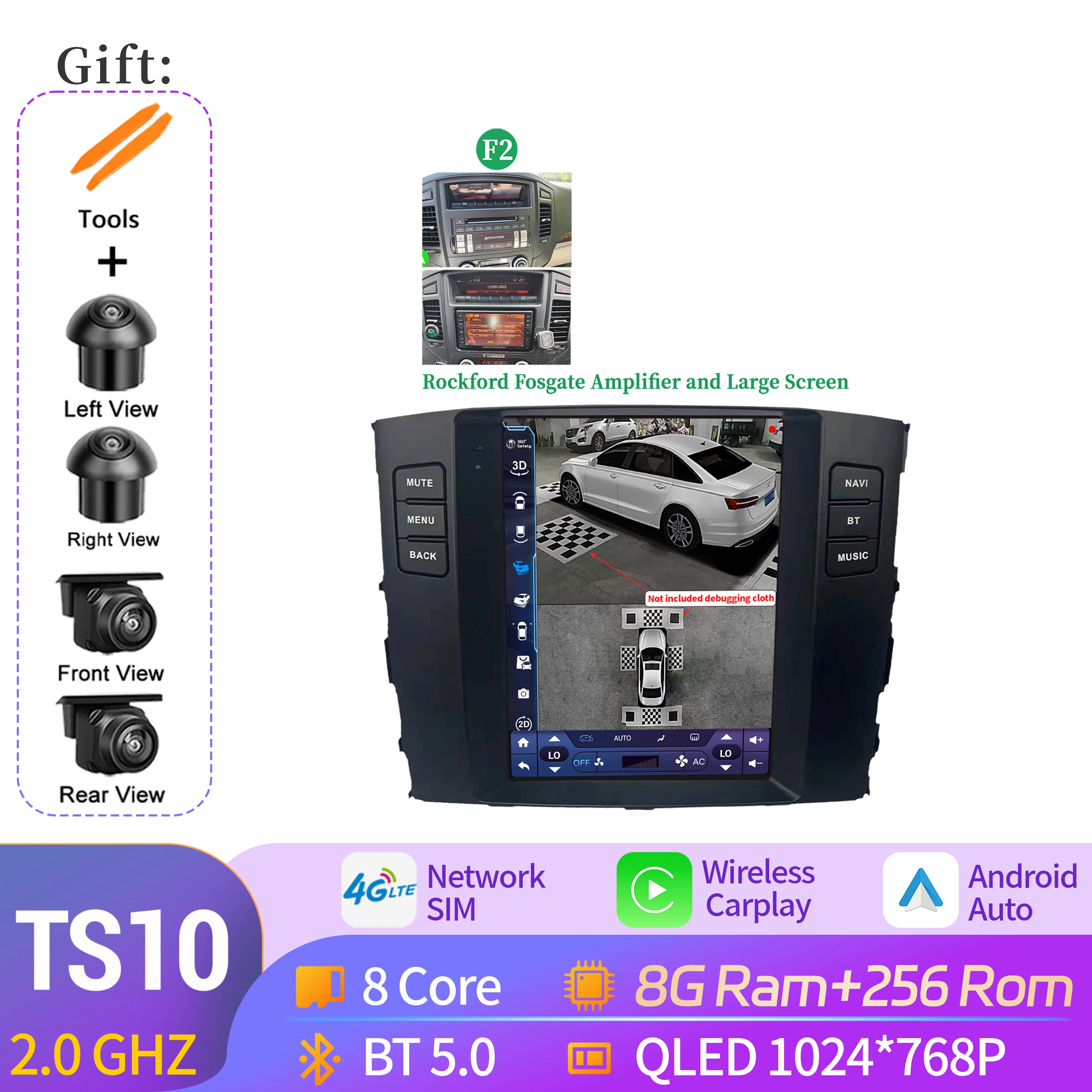 9.7 "Voor Mitsubishi Pajero 4 V80 V90 2006-2014 Autoradio Navigatie Voor Auto Multimedia Speler Navigatie Android 14 QLED Scherm