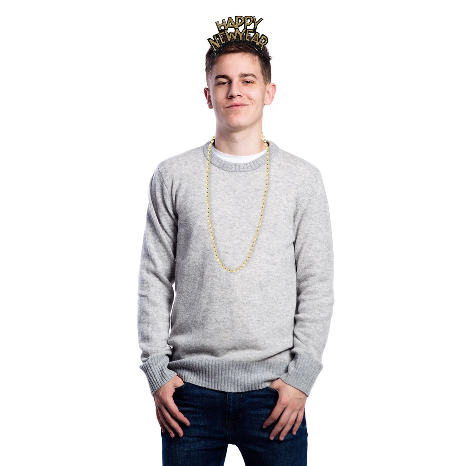 مجموعة تزيين السنة الجديدة، قبعات الحفلات، قلادة مطرزة، عصابة رأس، صانعي الضوضاء، مستلزمات حفلات السنوات الجديدة السعيدة للاستخدام الداخلي والخارجي #1