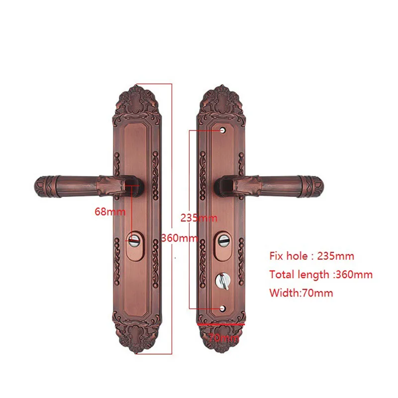 Imagem -04 - Bronze Vermelho Anti-roubo Door Lock Panel Liga de Alumínio Household Lock Handle Door Lock Hardware Ampliar