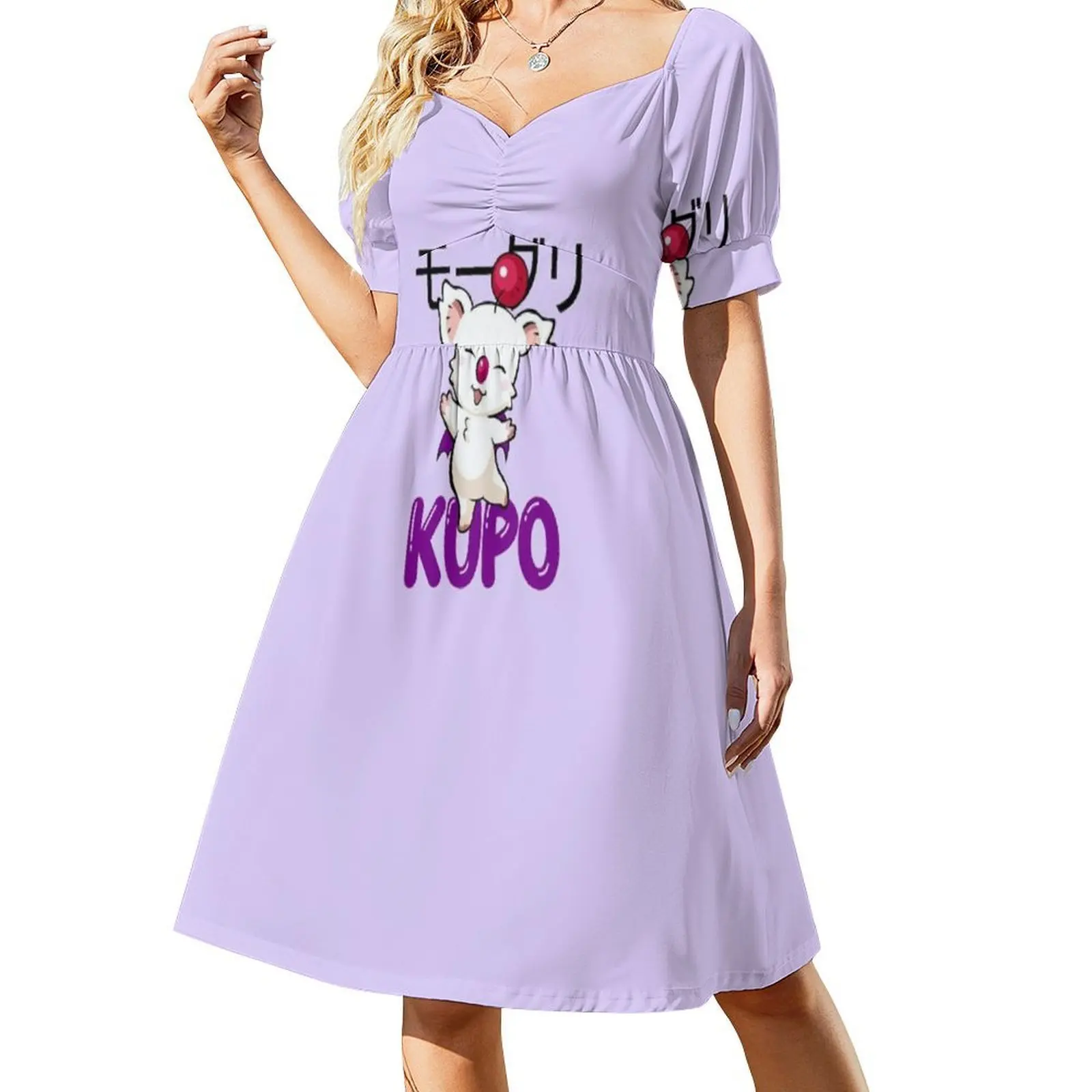 كوبو! فستان بوهيمي عتيق بأكمام منتفخة أو خيارات بدون أكمام للنساء فستان Kupo Moogle Final Fantasy Cute Kawaii Party #2