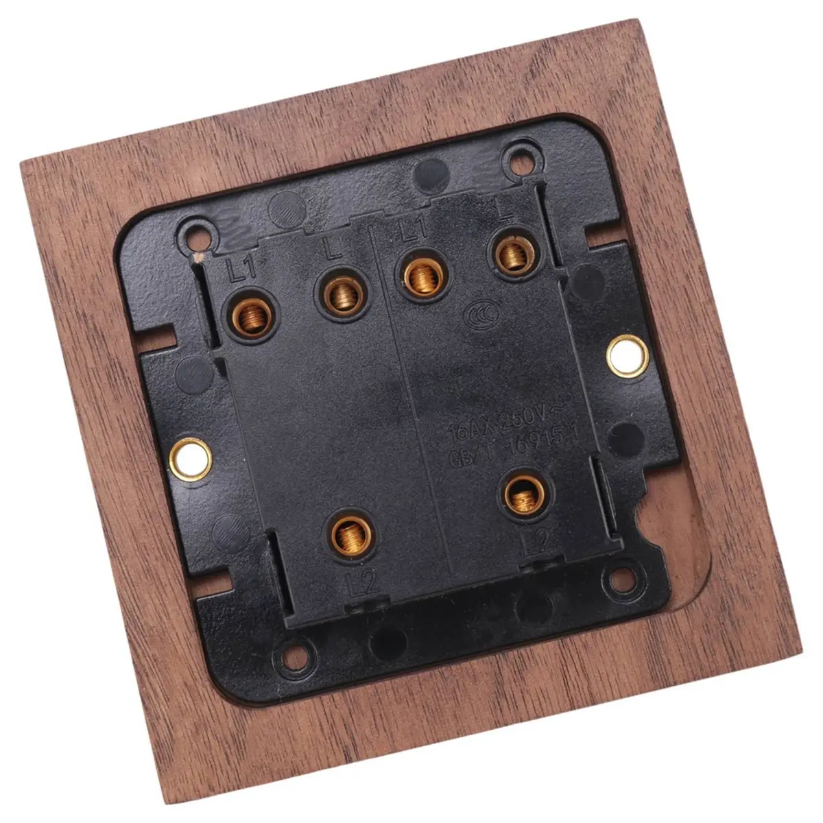 A49T Retro American Industrial Style Light Switch Socket, Solid Wood Brass Toggle Switch Plate(2 Open)