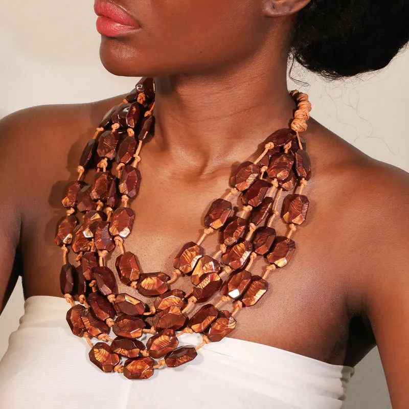 

1Pc Exquisite Multi-layered Acrylic Necklace,Long Stackable Women's Sweater Chain,Handmade Woven Rope Necklace,Christmas Gifts