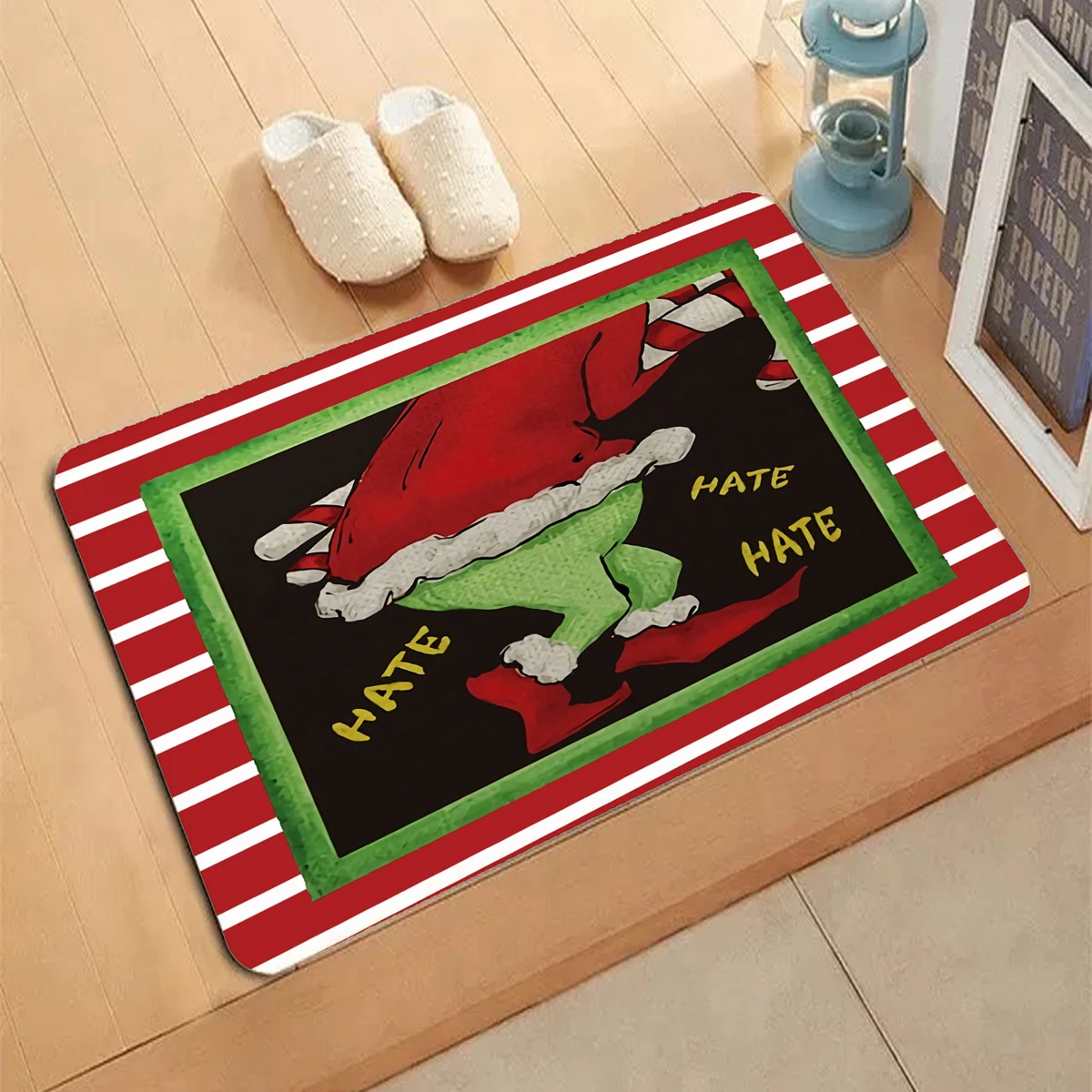 The green-haired Monster of Christmas Pattern Carpet Entrance Doormat Non-slip Living Room Kitchen Bedroom Decor Rug Floor Mats