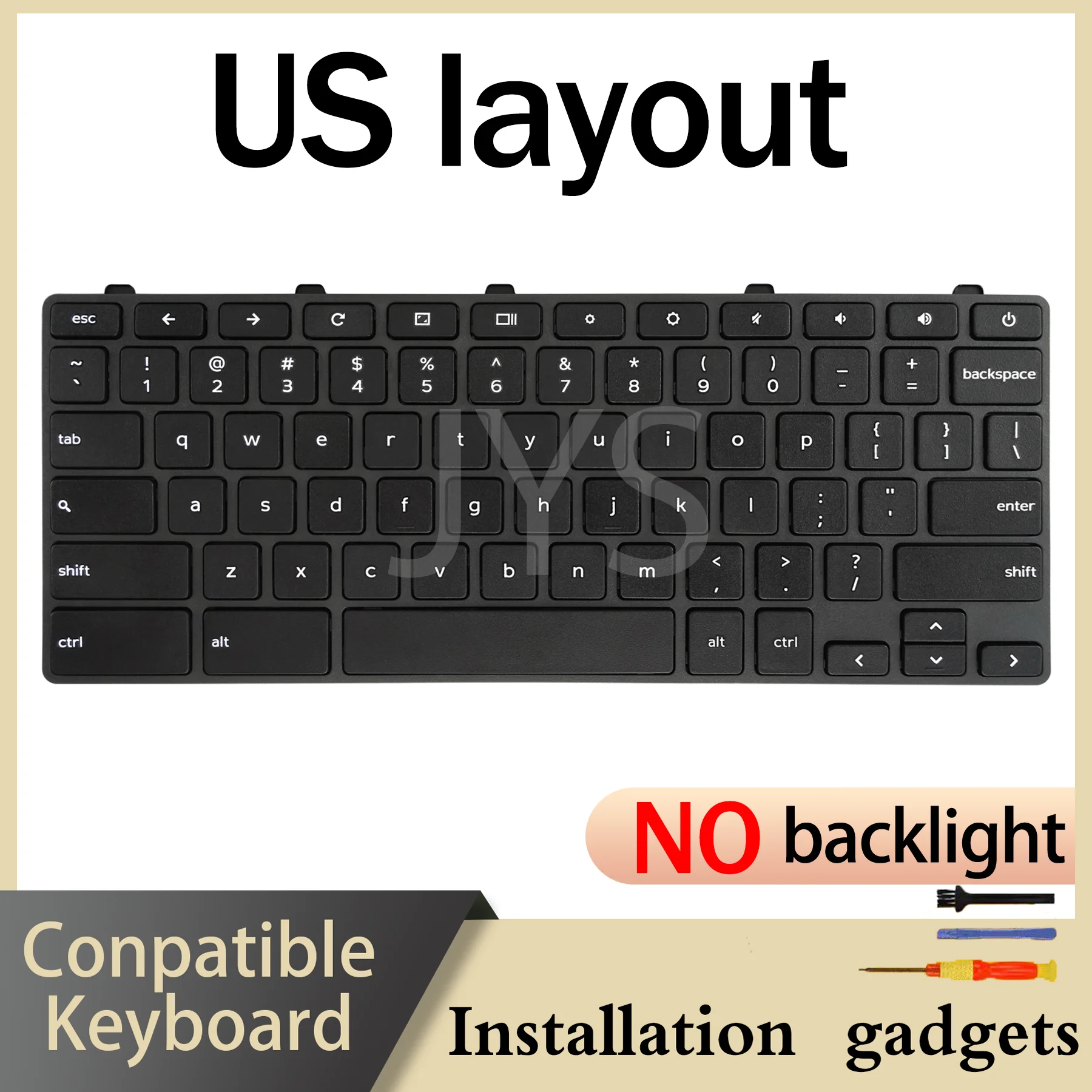 Suitable for DELL Chromebook 11 3100 5190 3110 3190 power button NO backlit keyboard US layout