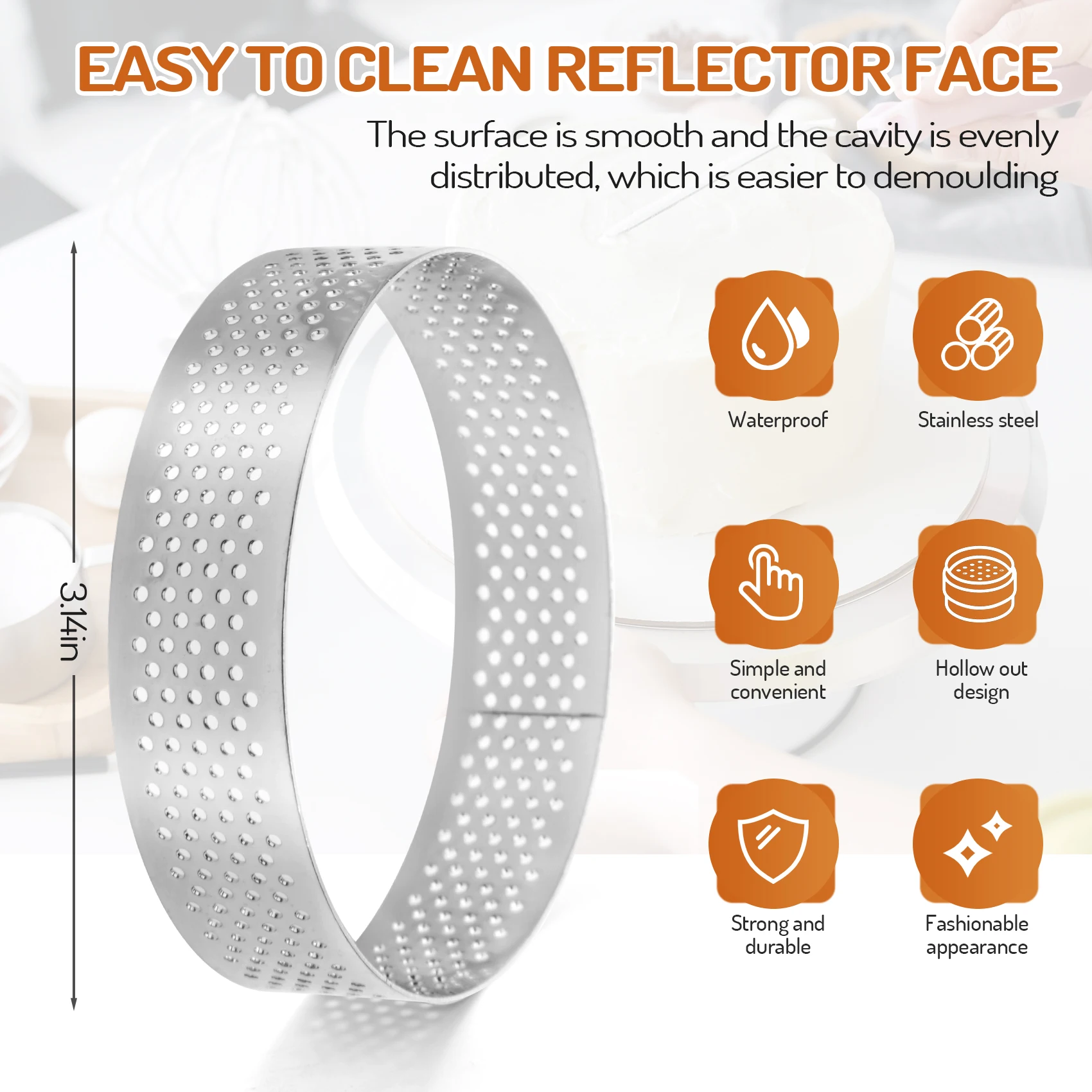 Anello circolare per crostata poroso in acciaio inossidabile, torre inferiore, stampo per torta, strumenti da forno, anello per mousse per torta perforata resistente al calore, 8c