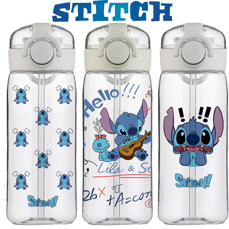 400ML Disney Stitch Cup Clear Brand High Quality Water Bottle Outdoor Sport Leak Proof Cute Plastic School Water Bottle for Kids