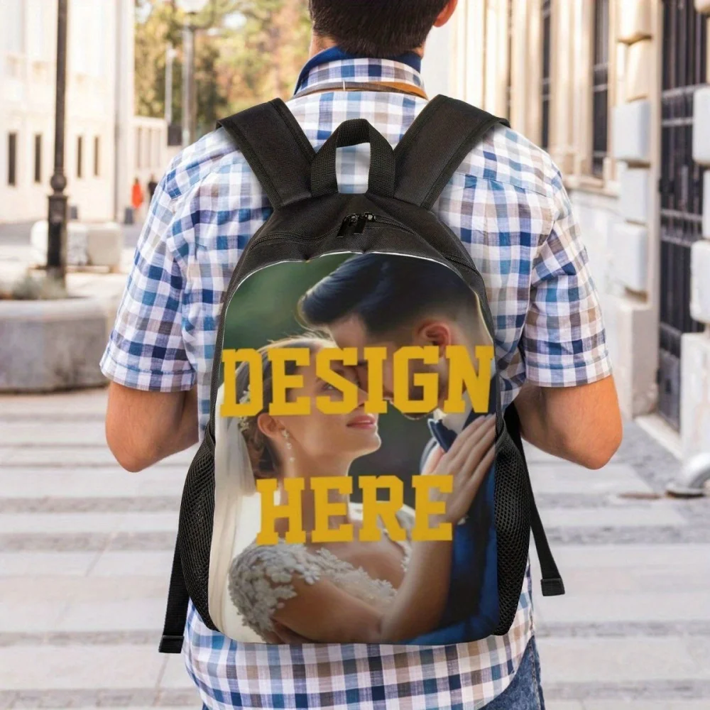 Personalized Custom Photo Print Backpack Upload Your Picture Logo Text 2D All Over Print Lightweight Laptop Backpack Book Bag