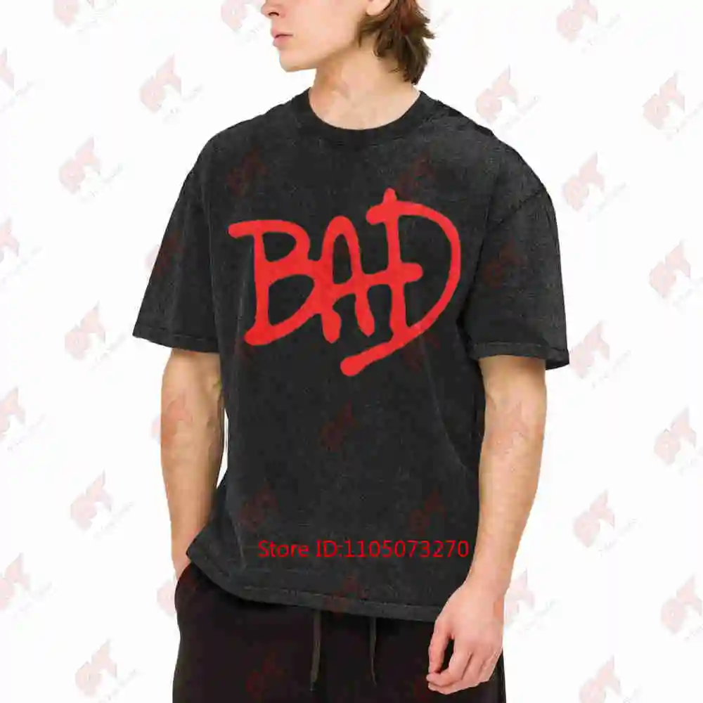 MJ Badge Moonwalker Pop Culture Vintage Washed Tee Pure Cotton T-Shirt