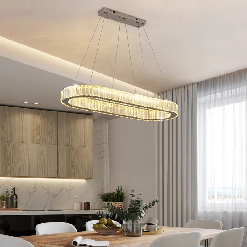 Moderne Luxe Led Kristal Hanglampen Villa Eetkamer Keuken Verlichting Glans Decor Kroonluchters Binnenbarverlichting Armatuur