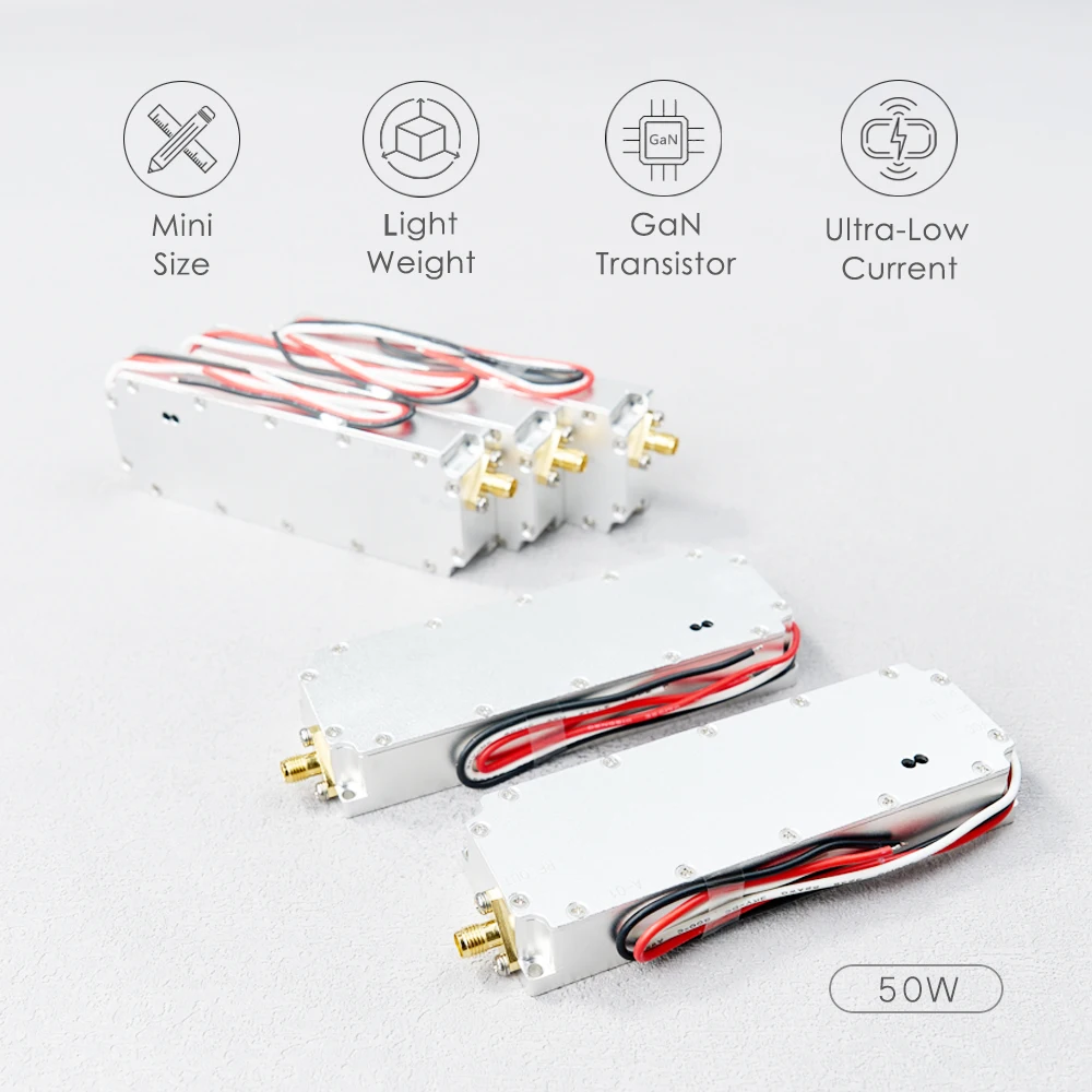 50 Вт 300-1050 МГц 1,5G 2,4G 5,8G GPS WIFI RF GaN RF Усилитель высокой мощности беспроводной удлинитель сигнала Источник сигнала для дрона