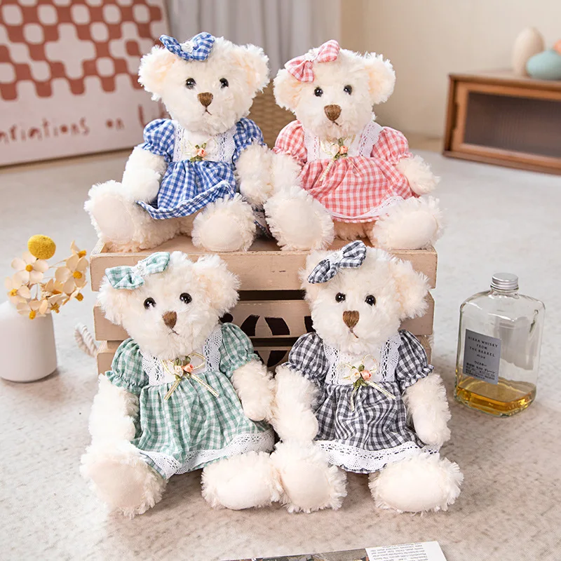 1 Pair Of Cute Couple Clothes Teddy Stuffed Toy Bear For Girl girlfriend First Girlfriend Stuffed Toy Animal Action Figure Gift