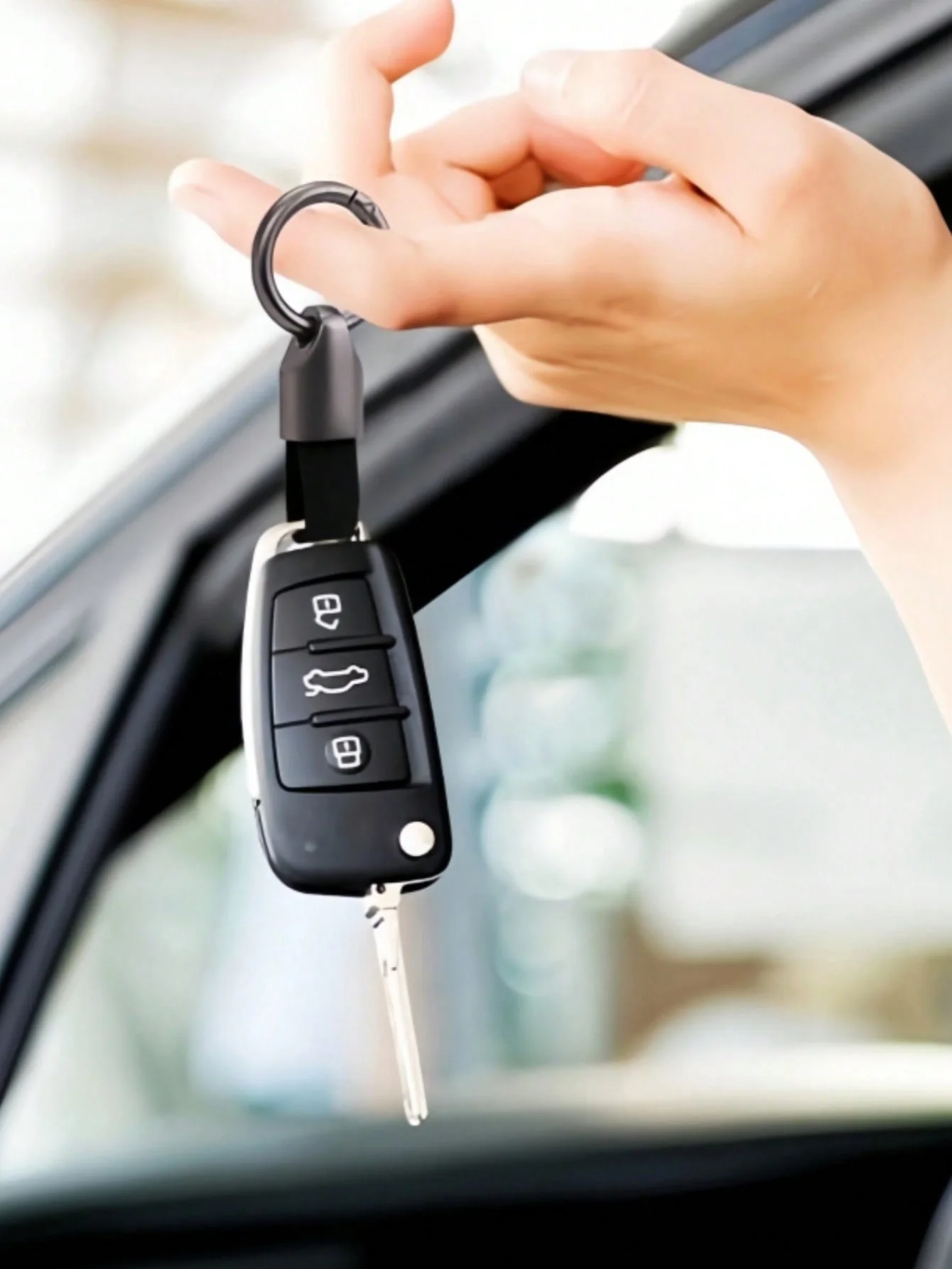 고품질 아연 합금 자동차 키체인, 짧은 분실 방지 키체인, 스웨이드 스트랩, 패셔너블한 키체인 클립, 남녀 공용, 벨트 클립 D