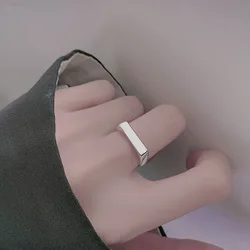 925 Sterling Silver Smooth Surface Rectangle Rings For Women Wedding Luxury Jewelry Accessories Wholesale Jewellery Argent 925