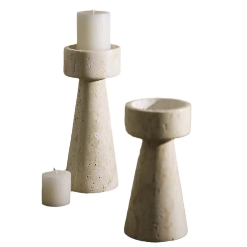 

Wabi Sansan natural travertine candle holder, candle holder ornament high value