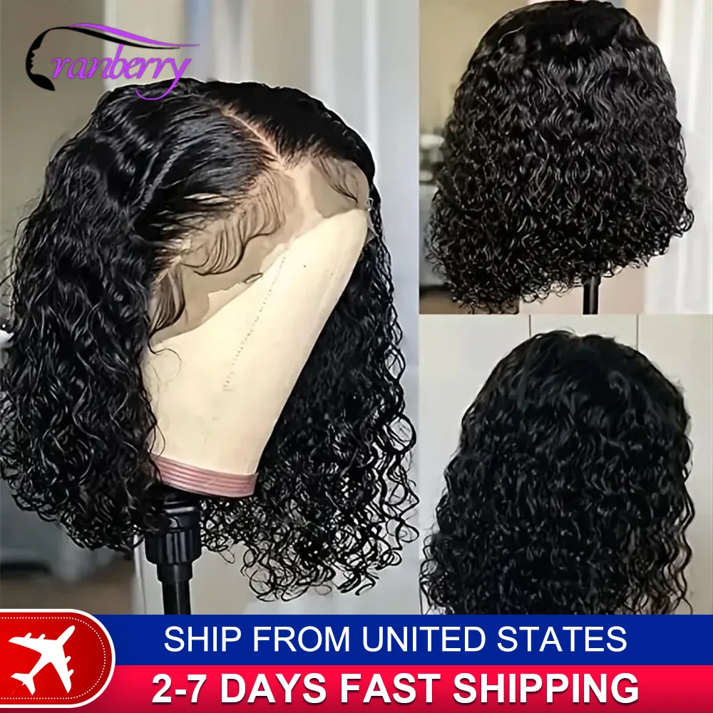 Human Hair Lace Wigs HD Transparent Water Wave Short Curly Bob Wig 13x4 Lace Frotal Wig Cranberry Hair 4x4 Lace Closure Wig