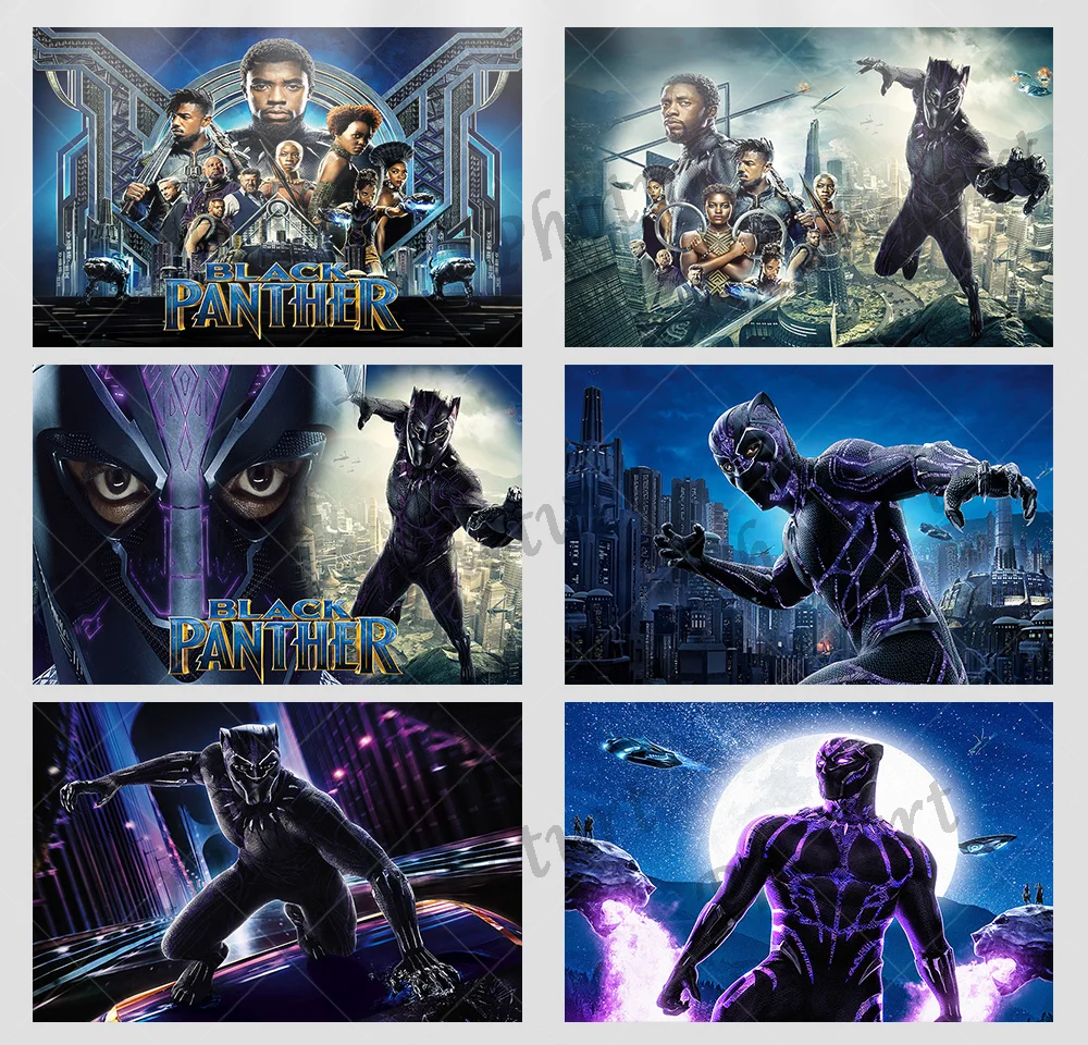 

Disneyland Black Panthers Backdrop Kids Birthday Decoration Background Superhero Vinyl Polyester Photography Decor Props
