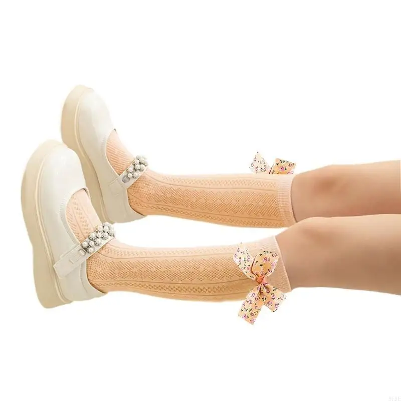 

95AE 1 Pair Baby Girls Long Socks Soft and Lovely Bowknot Stockings Gift for Infants