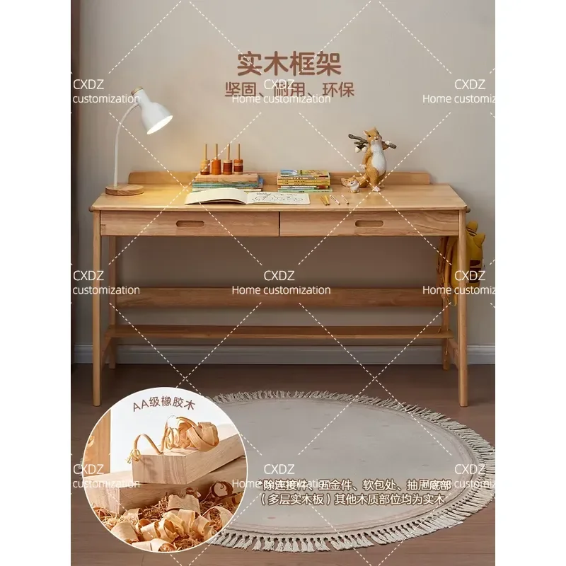 Solid Wood Writing Desk Student Study Table with Chair for Bedroom Living Room Home Office Furniture