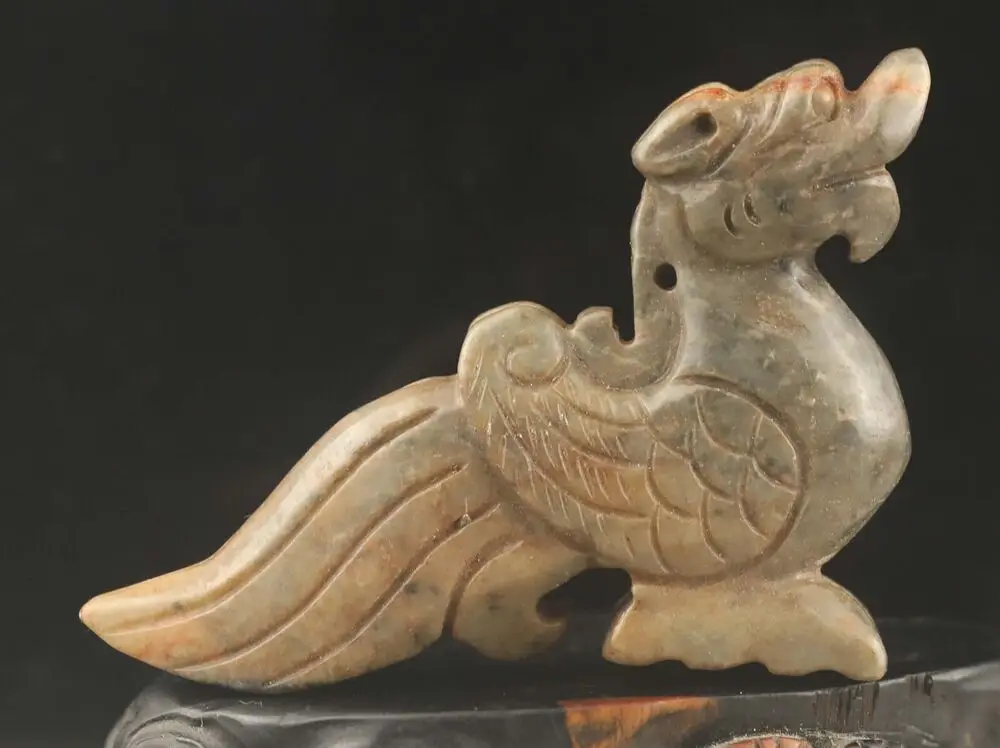 Old China natural jade hand-carved statue dragon