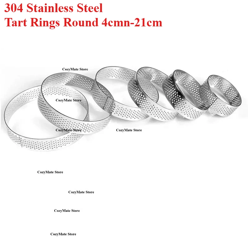 

4cm-21cm Set of 12 Stainless Steel Round Tart Rings - Perforated Molds for Mousses and Desserts,Cookie Cutters, Fruit Tart Molds