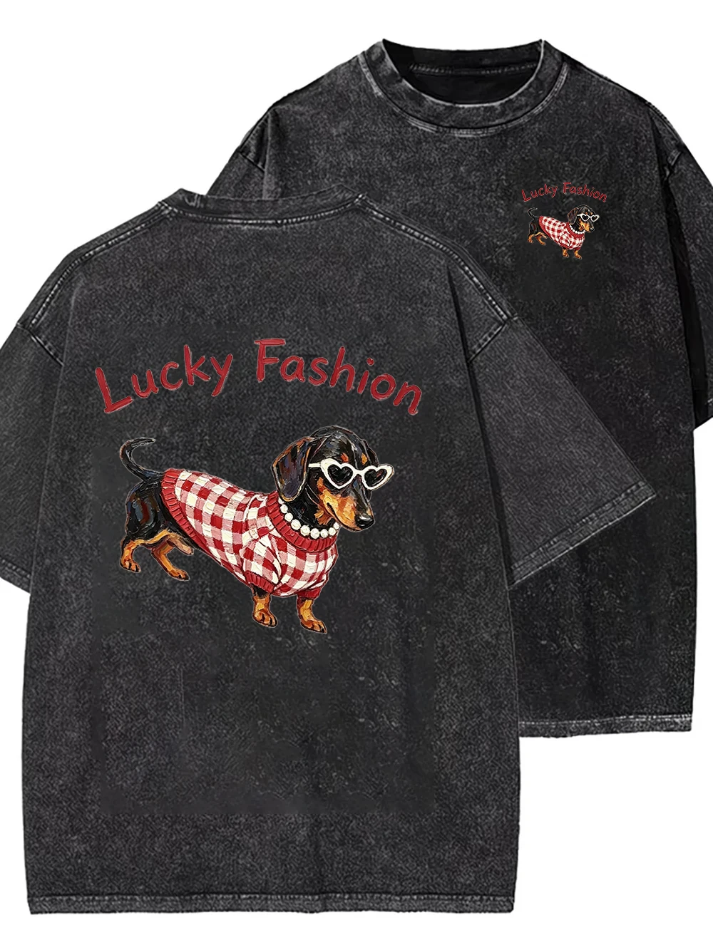 Lustiges Dackel-Hunde-Grafik-T-Shirt für Damen, niedliches Welpen-Print-T-Shirt, Vintage Harajuku Streetwear, lässiges Kurzarm-Unisex-Oberteil
