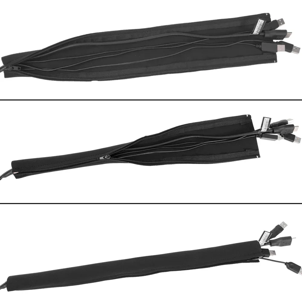 3/2/1PCS Flexible Cable Management Sleeve Cord Organizer with Zipper Universal Cable Sleeve Wrap Cover Home Office Desktop