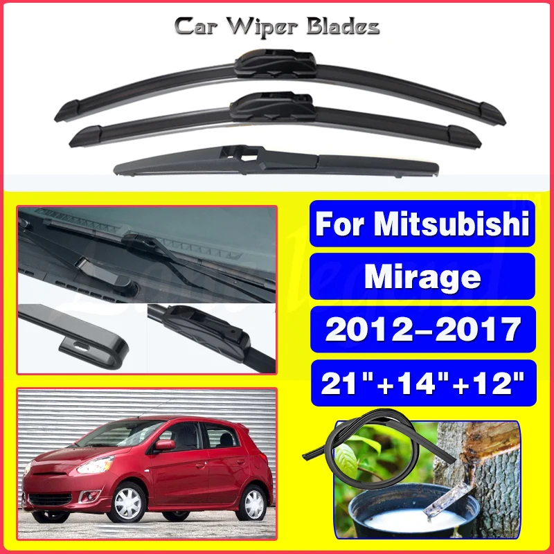 

Car Front Rear Wiper Blades For Mitsubishi Mirage 2012 2013 2014 2015 2016 2017 Windscreen Windshield 21"14"12" Auto Accessories