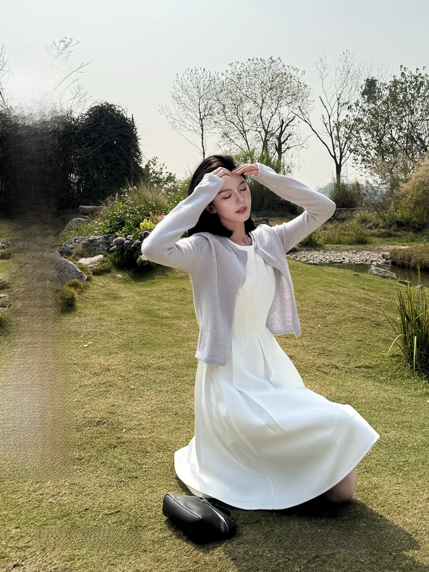 

Purple Woolen Knitted Open Cardigan Quali Non-Ball Lacy Thin Outerwear Women's round Ne Simple Sle Daily Wear Spring Se...