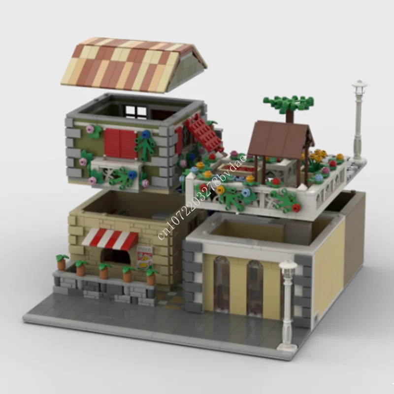 4364 PCS Modular Little Italy  MOC City Street View DIY Bricks Modern Building Block Architecture Collection Series Toys Gifts