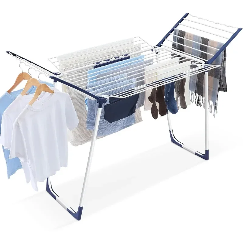 Clothes Drying Rack, Foldable Laundry Rack with Sock Clips, Indoor/Outdoor for Towels, Clothes, Dress