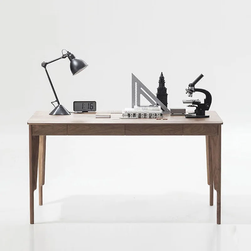 Nordic all-solid wood home computer desk writing desk black walnut office learning writing solid wood