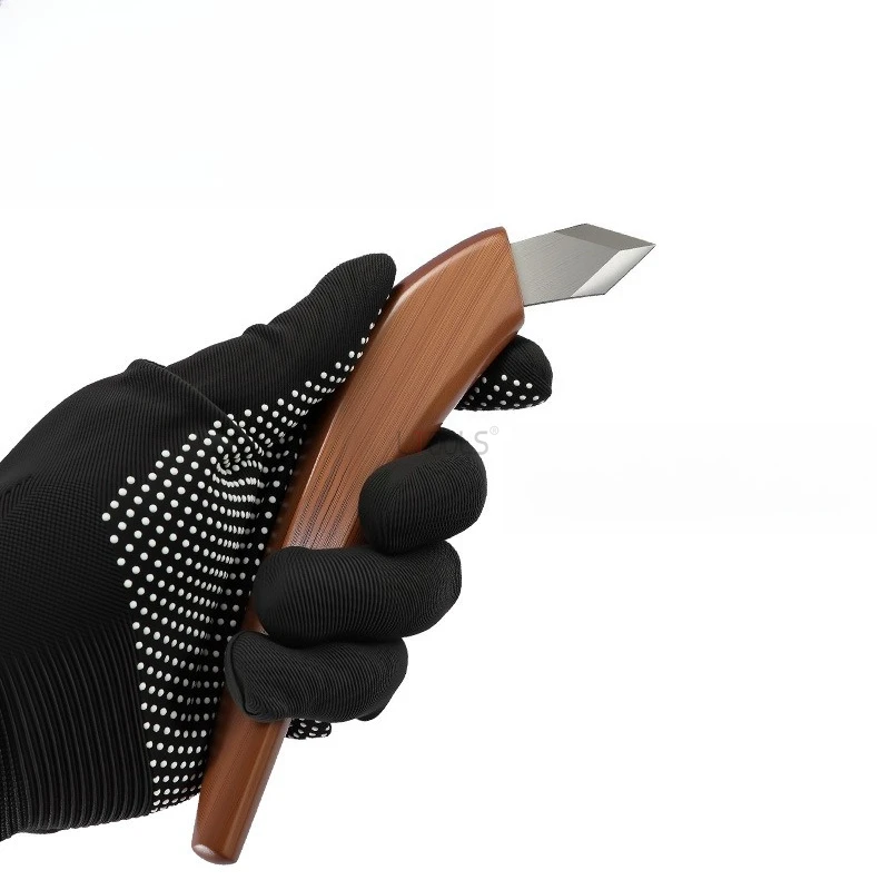 Double-Edged Carving Chisel Curved Handle Walnut Wood Special-Shaped Grip Dual Scribe Tool Handmade Model Engraving Pen Knife