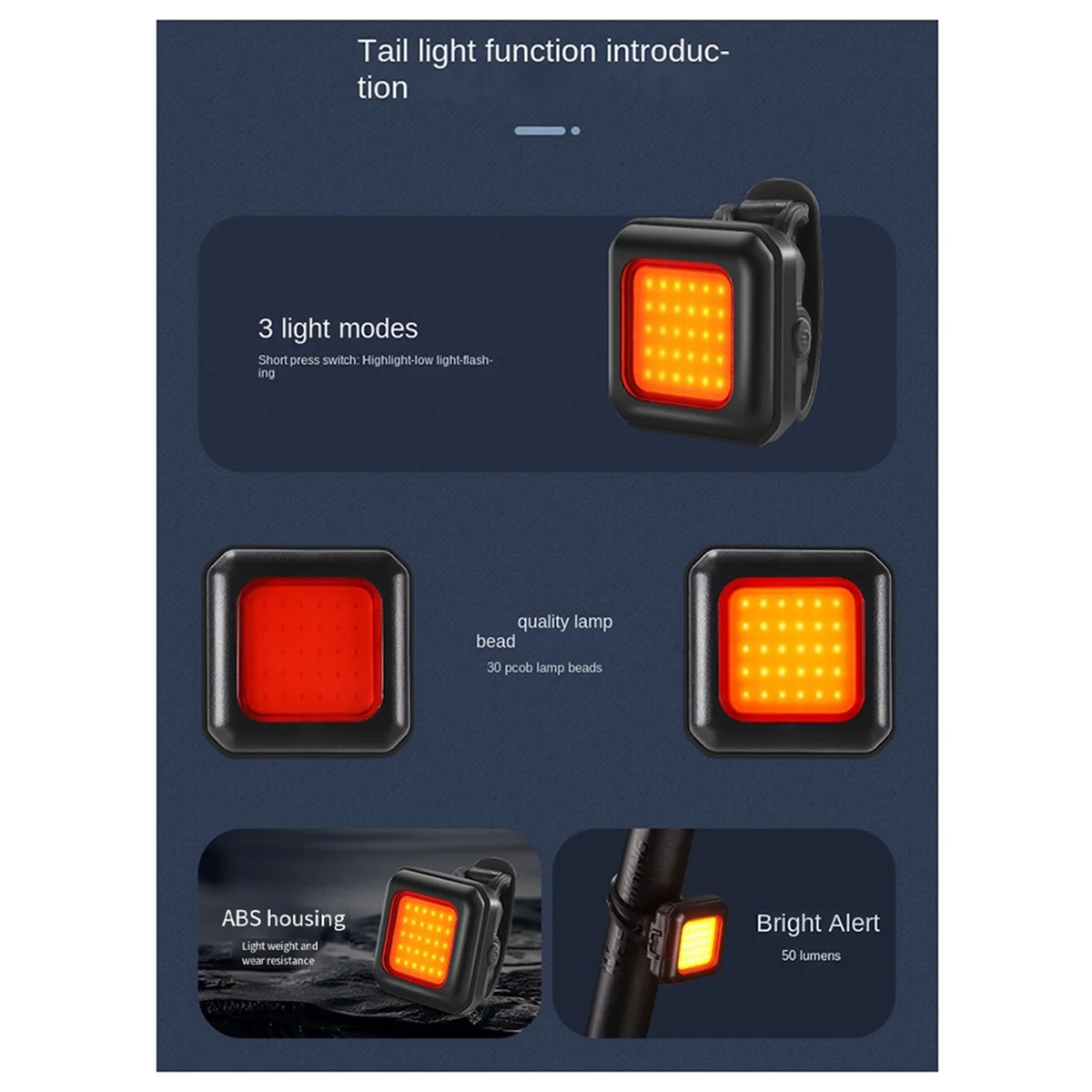 QA88X 산악 자전거 헤드 라이트 야간 라이딩 프론트 라이트 USB 충전식 울트라 브라이트 손전등 테일 경고 파란색 흰색 빛