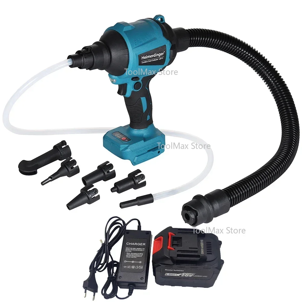 Rechargeable Brushless Cordless High Speed Blower,Electric Inflator,with Blowing,Dusting,Vacuuming,​and 6 Different Nozzles