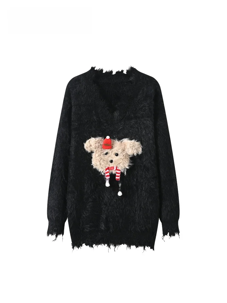 

plus Size Women's V-Ne Long Sve Knitwear Slimming Design Autumn Winter Faion Loose Sle Polyester Fiber Casual Sweater