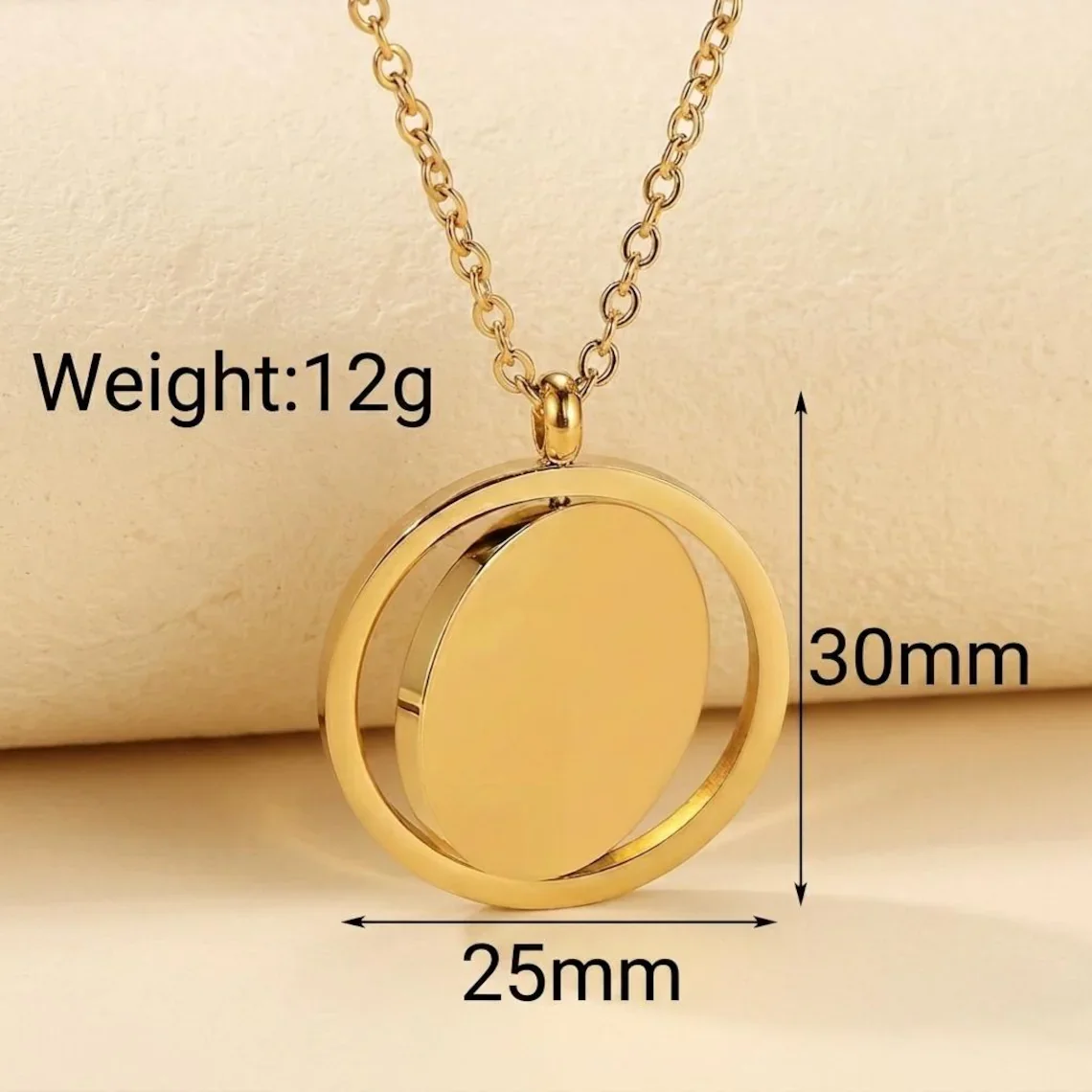 Custom Colorful Photo Rotatable Round Pendant Necklace Women Men Stainless Steel Laser Engrave Name Logo Necklace Jewelry Gift