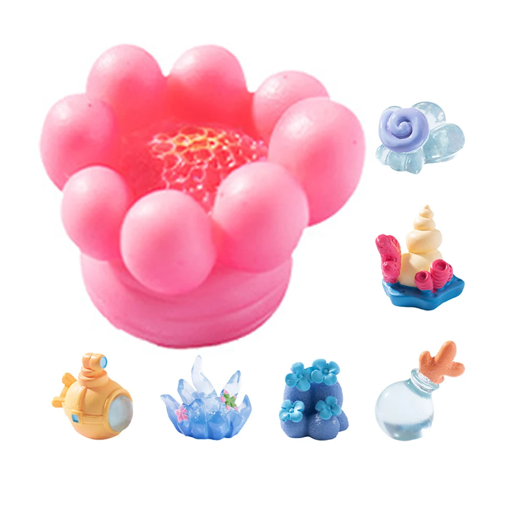 

7Pcs Fish Tank Resin Decorations Coral Conch Drift Bottle Submarine Mini Accessories Landscape Fish Tank Decor